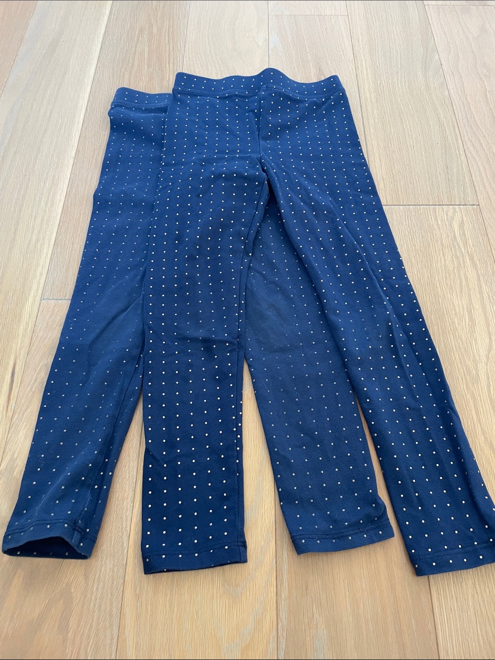 Crewcuts Navy Blue Leggings with gold dots